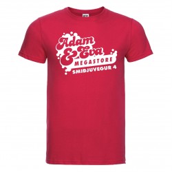 Rauður bolur með hvítu merki - Slim - S til 2XL